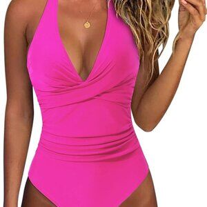 One piece halter style bathing suit